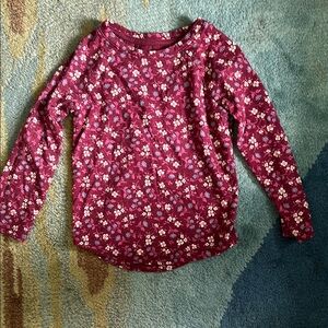 Cat & Jack Floral Long Sleeve Tee - Burgundy and White